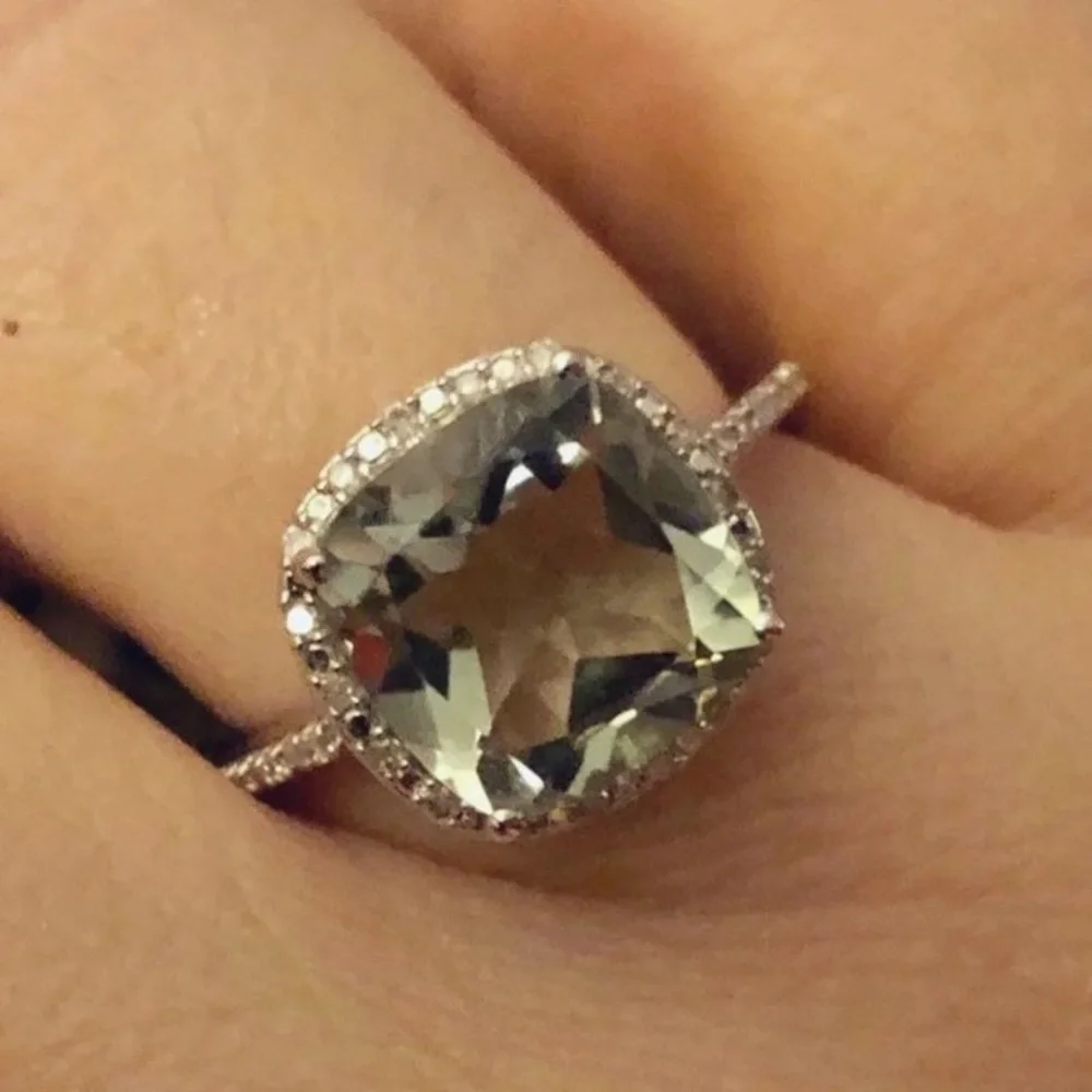 Natural Diamond Green Amethyst Ring